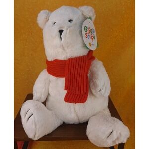 Polar Bear Plushie Red Scarf Giggle Scape Medium Size 12 Inch NWT